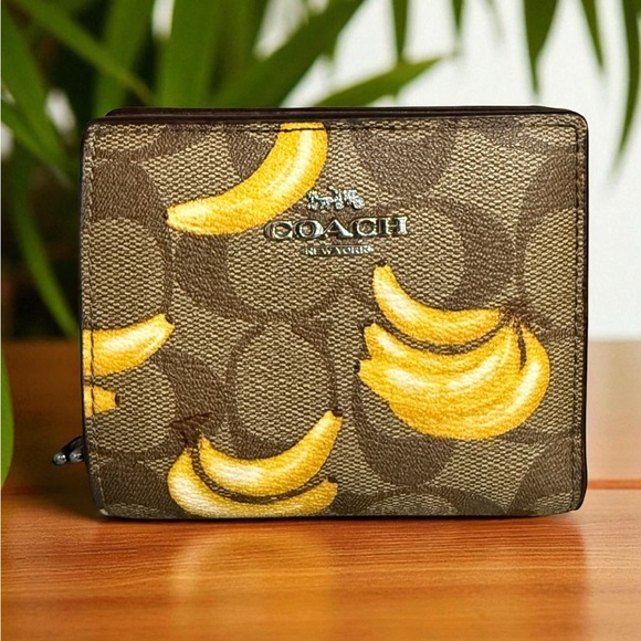 Coach Brown and Yellow Banana Pattern Wallet - Picture 1 of 1